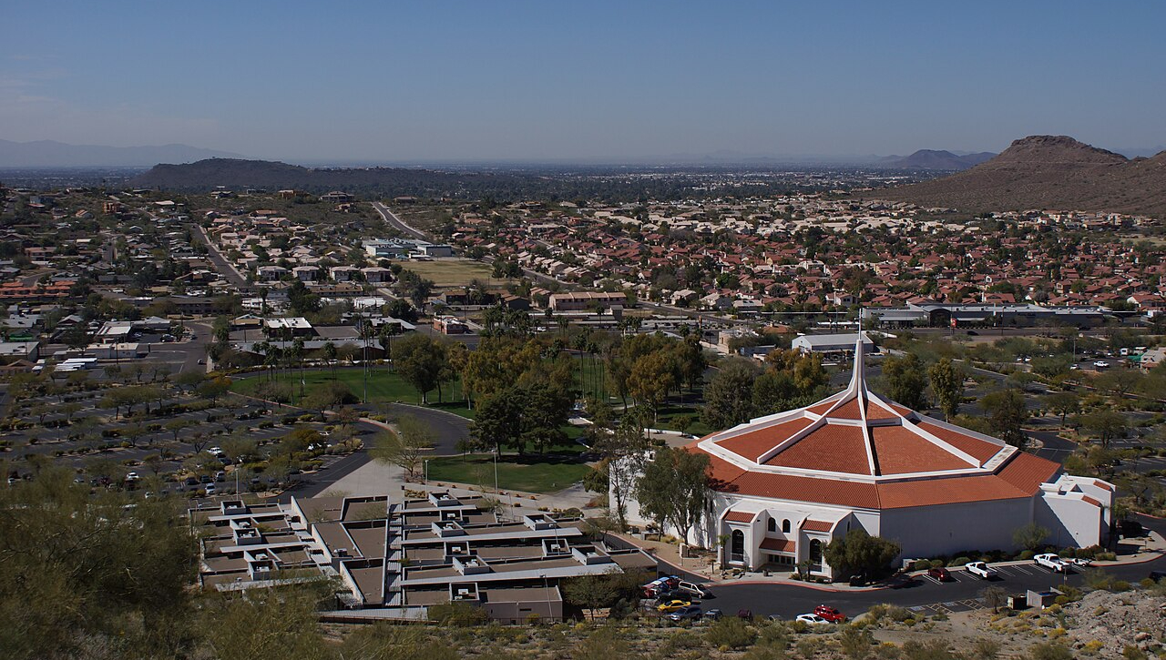 an aerial view of dream city church in phoenix