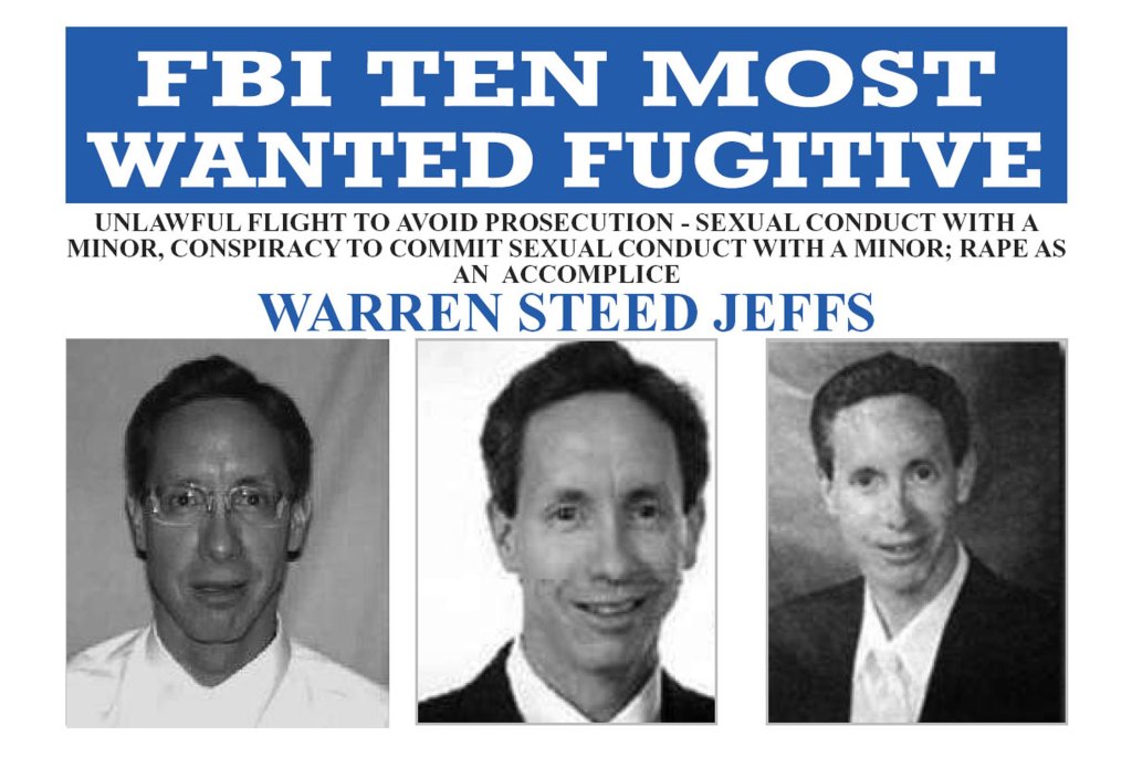 a wanted poster for warren jeffs