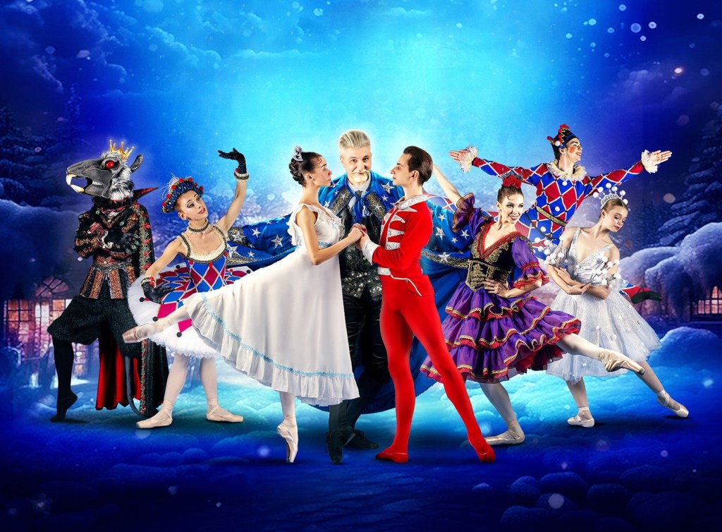 Costumed dancers during a performance of the Nutcracker.