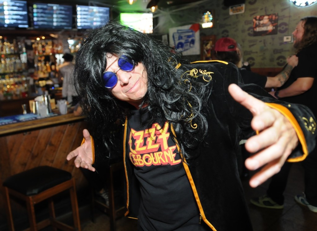 A man dressed as Ozzy Osbourne.