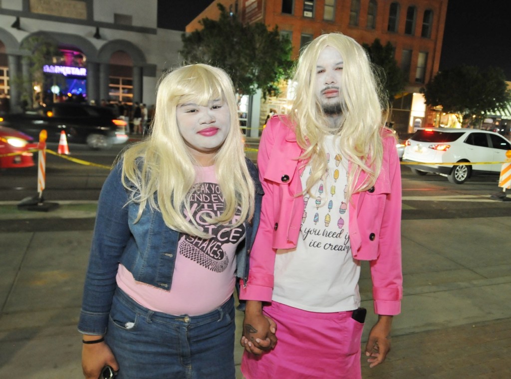 A pair of men dressed as the undercover FBI agents from the 2004 film "White Chicks."