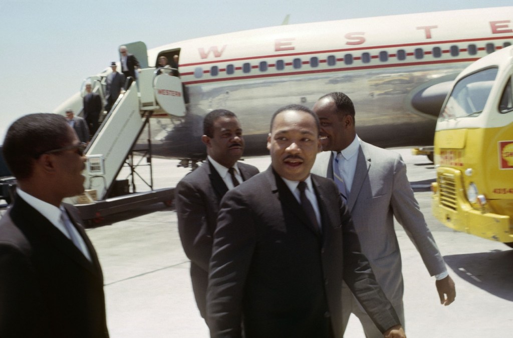 Martin Luther King arriving at Phoenix Sky Harbor Airport in 1964.