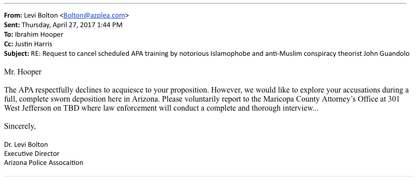 CAIR Gets Bizarre Response From Cops Group to Complaint About ‘Islamophobic’ Training