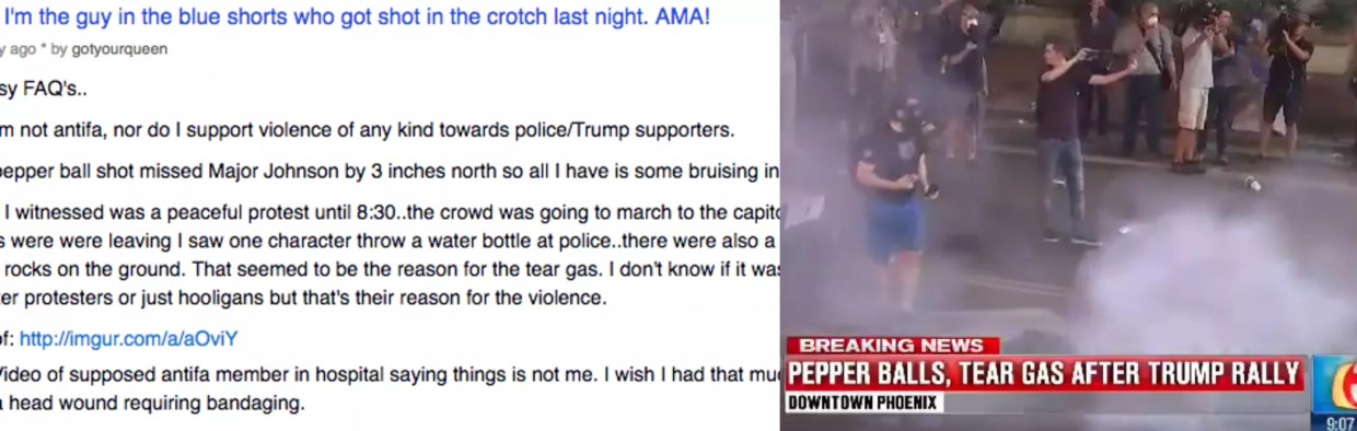 Social Media Tip: Don’t Kick a Canister at Police After the Trump Rally, Then Post It on Reddit