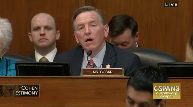 Arizona Congressman Paul Gosar to Michael Cohen: “Liar, Liar, Pants on Fire”