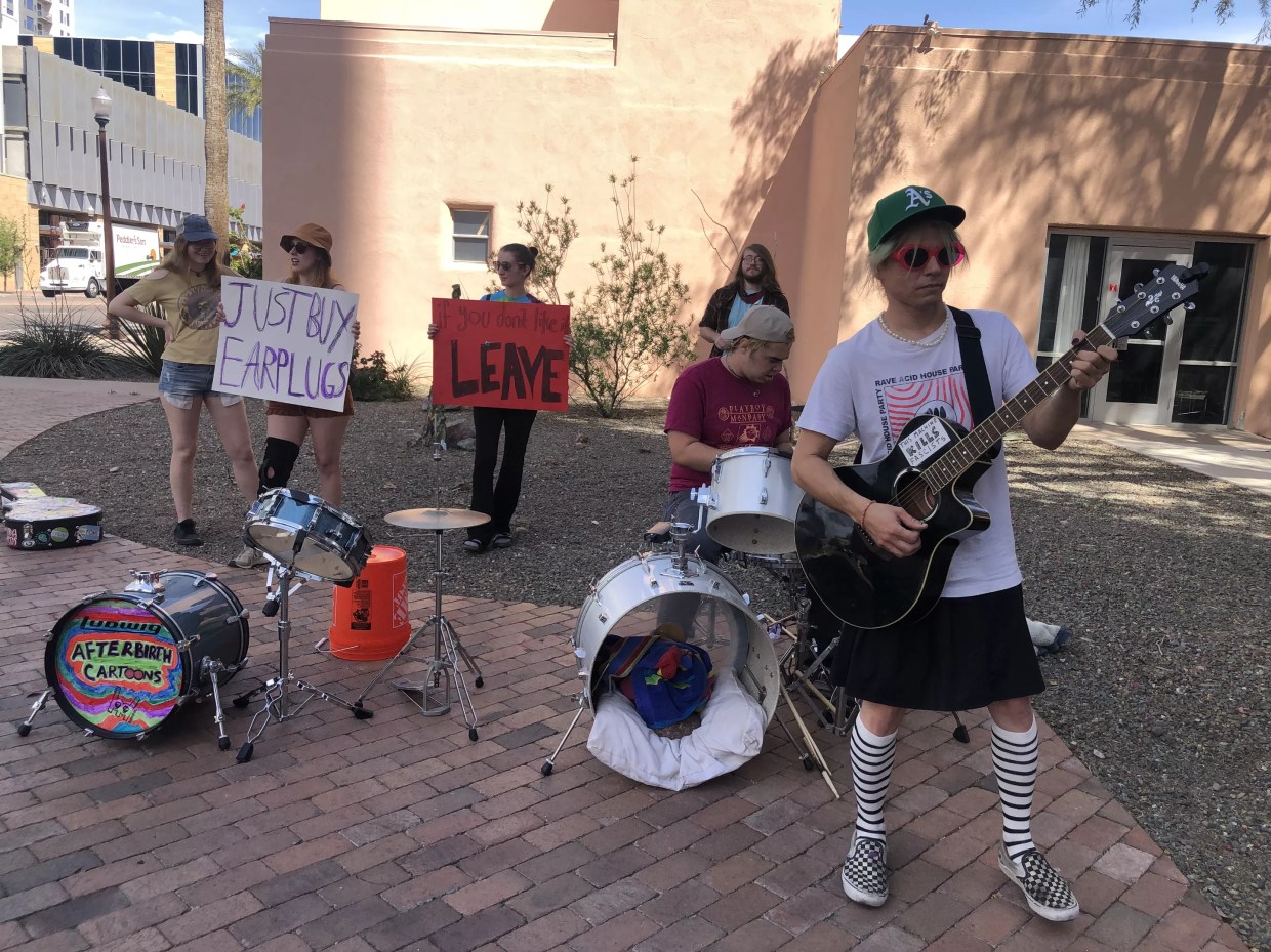 Tempe Residents Drum in Protest Outside Mirabella at ASU in Response to the Shady Park Ruling
