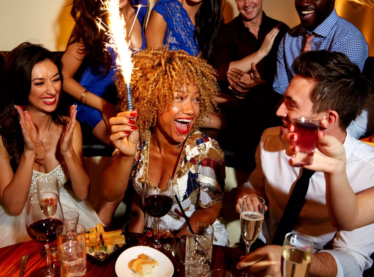 Customers celebrate at STK.