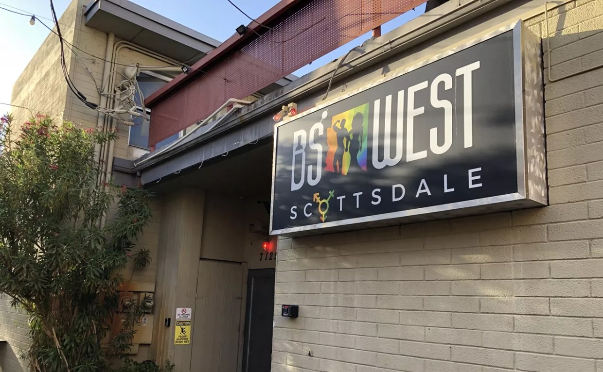 The exterior of the BS West bar in Scottsdale.