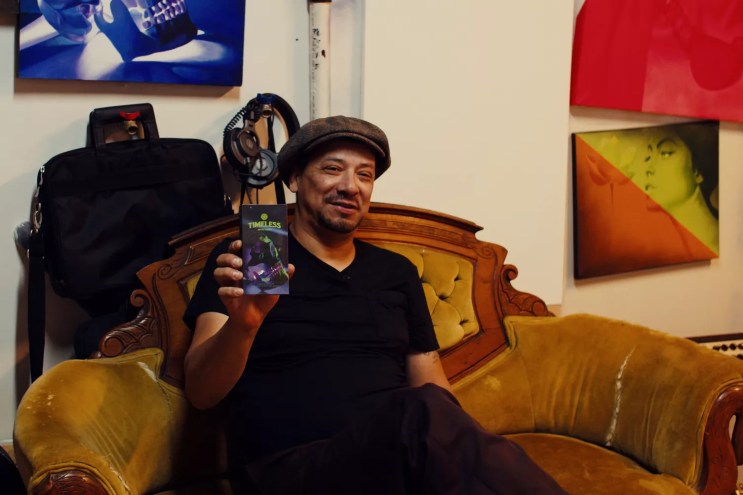 Tato Caraveo shows off his newly designed cartridge flip case