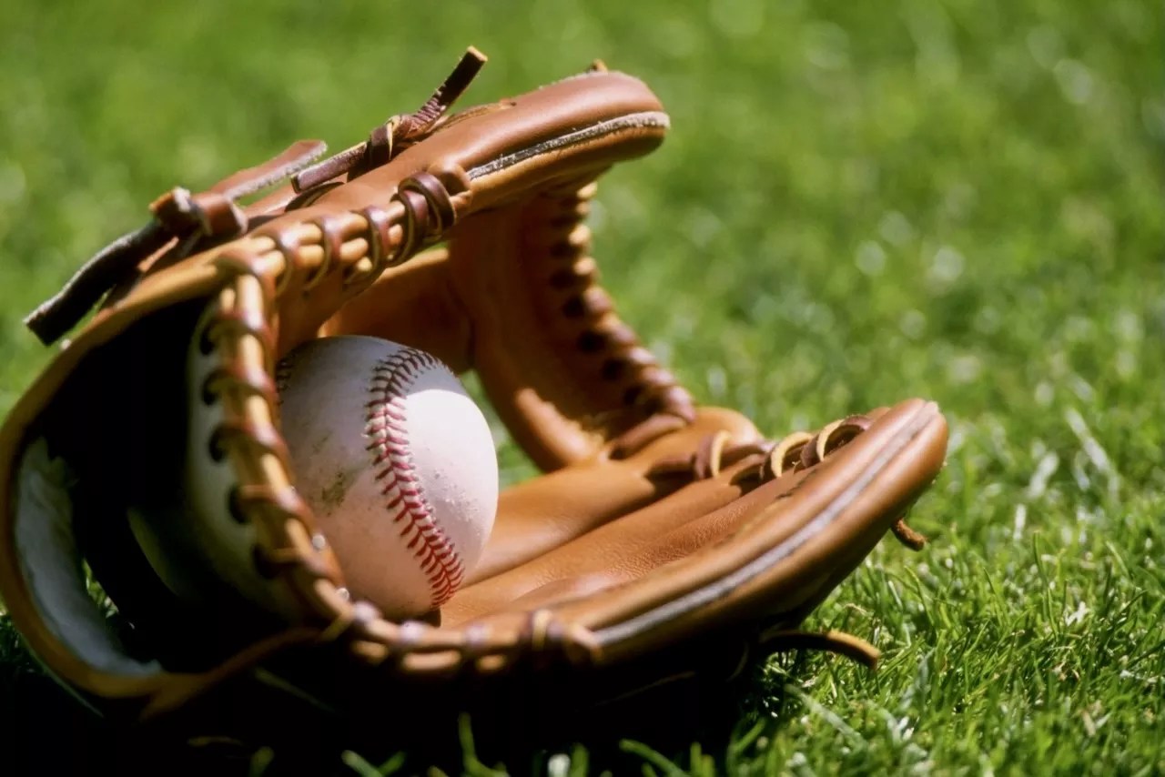 Baseball glove with ball