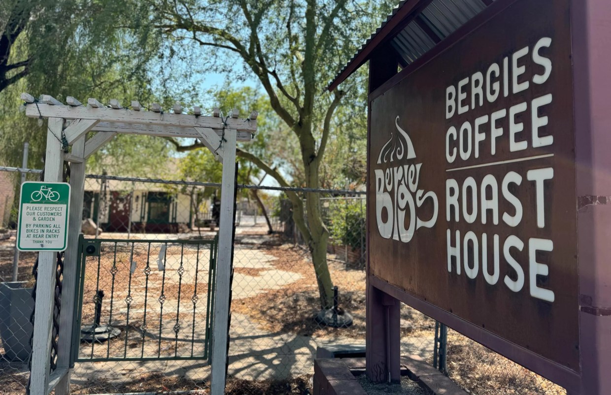 Outside the former Bergies Coffee.