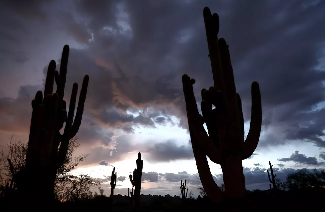 monsoon season clouds pass near Apache Junction, Arizona