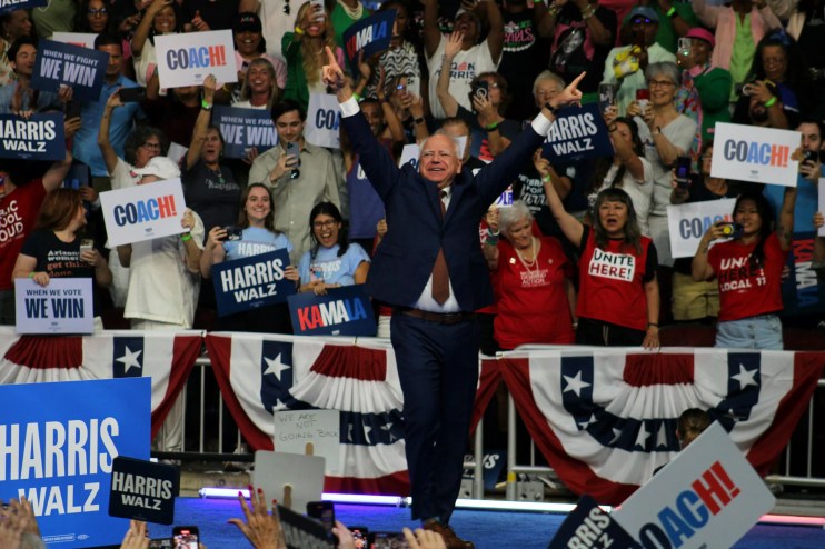 tim walz at an aug. 9 2024 rally in Glendale Arizona