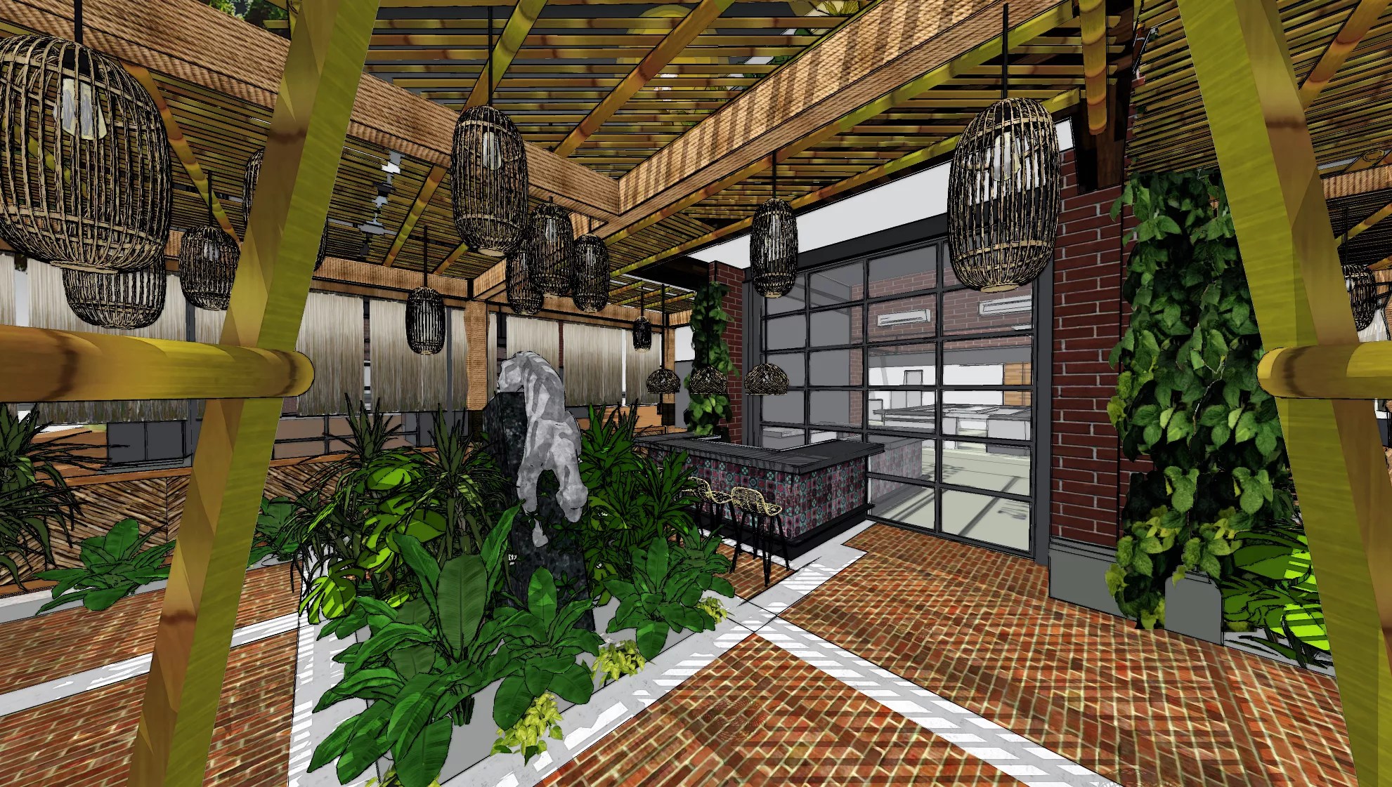Rendering of the inside of Carmen Cantina.