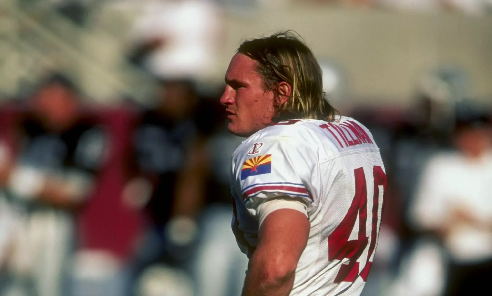 pat tillman, helmet off, in a cardinals uniform