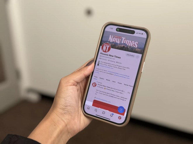 a phone with bluesky open