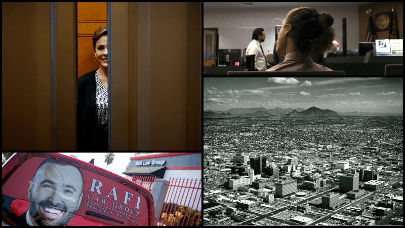 kari lake, austin davis, an old photo of downtown phoenix and brandon rafi