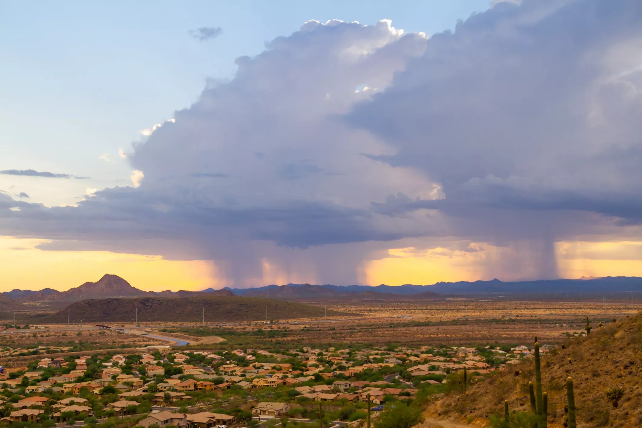 A stock photo of a rainstorm in Arizona.