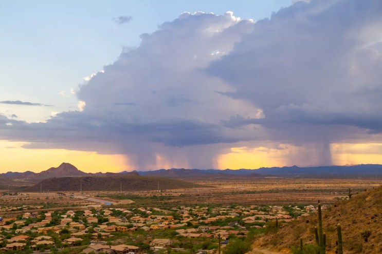 A stock photo of a rainstorm in Arizona.