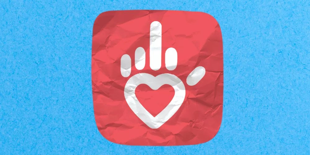 the Phoenix Children's Hospital recognizeable logo — a heart as a palm of a hand with fingers spread wide — reconfigured to look like it's flipping the bird