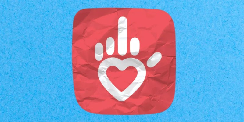 the Phoenix Children's Hospital recognizeable logo — a heart as a palm of a hand with fingers spread wide — reconfigured to look like it's flipping the bird