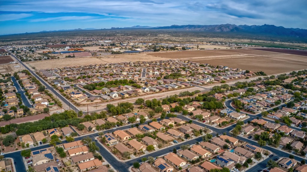an aerial view of marana, arizona