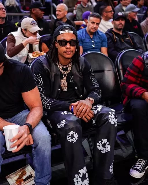 Man at basketball game.